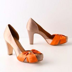 Like New Anthropologie Miss albright satin heels 8.5